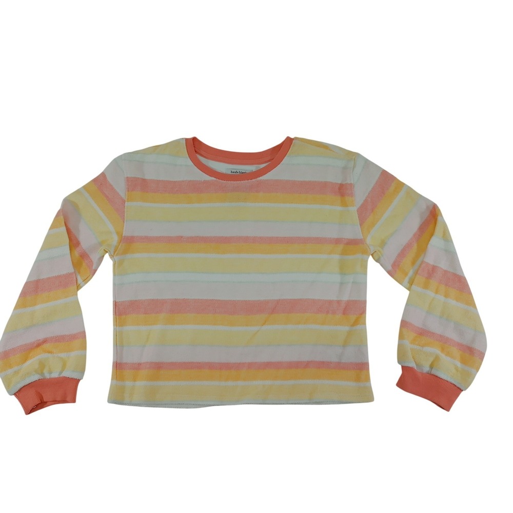 Haute Hippie Kids Style Striped Long Sleeve Top Size M (7/8) Peach Yellow